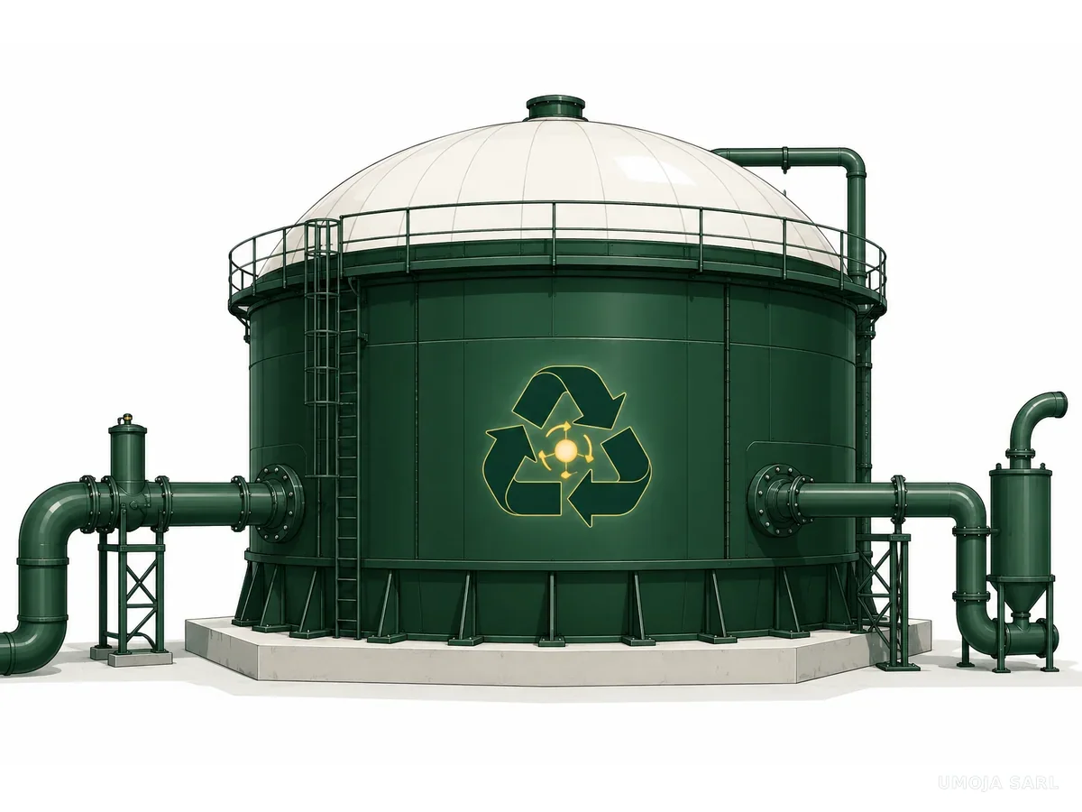 Biodigesteur fermé dans lequel se déroule la fermentation anaérobie