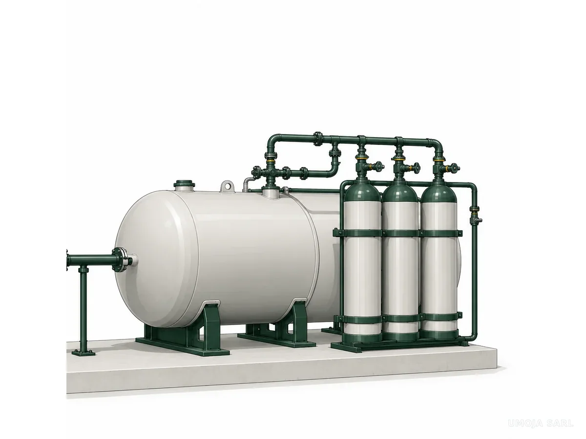 Réservoir et cylindres destinés au stockage du biogaz purifié